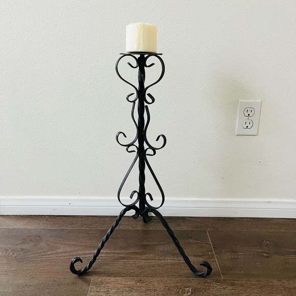 Antique Iron Candle Holder 22 Inches High - Picture 3 of 11